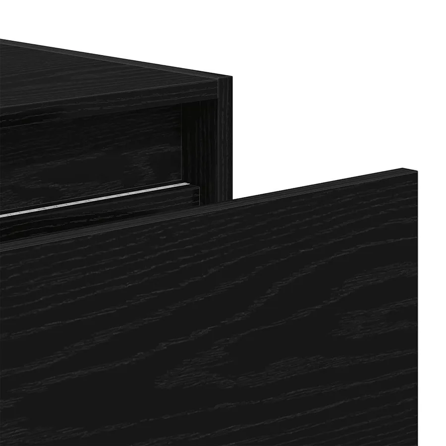 Tables de chevet murales avec lumières LED 2 pcs chêne noir - 11