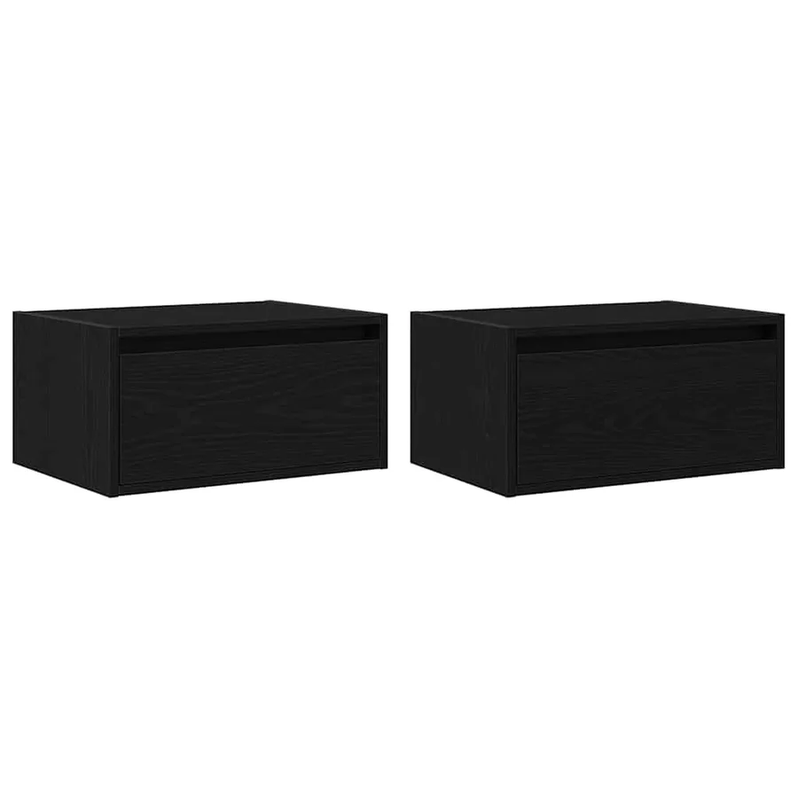 Tables de chevet murales avec lumières LED 2 pcs chêne noir - 3