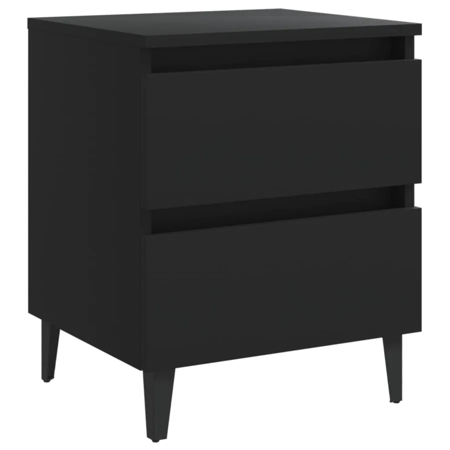 Table de chevet noir 40x35x50 cm bois d'ingénierie - 2