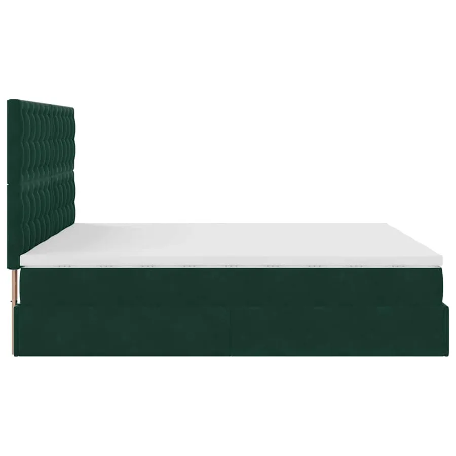 Cadre de lit ottoman avec matelas vert foncé 180x200cm velours - 9