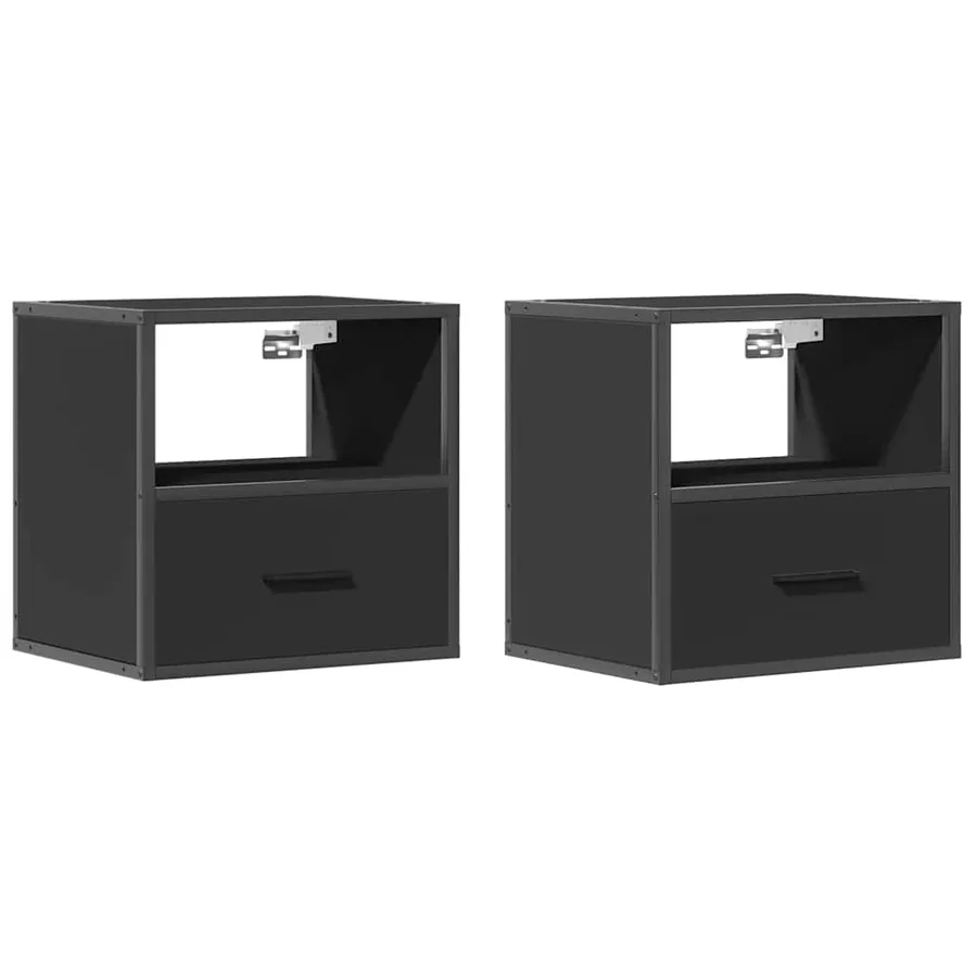 Tables de chevet murales 2 pcs noir 40x31x39,5 cm - 2