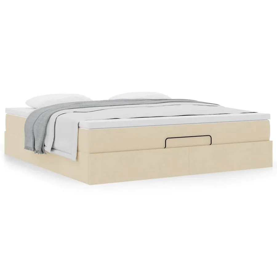 Cadre de lit ottoman avec matelas crème 160x200 cm tissu - 4