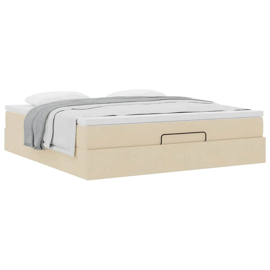 Cadre de lit ottoman avec matelas crème 160x200 cm tissu - 5