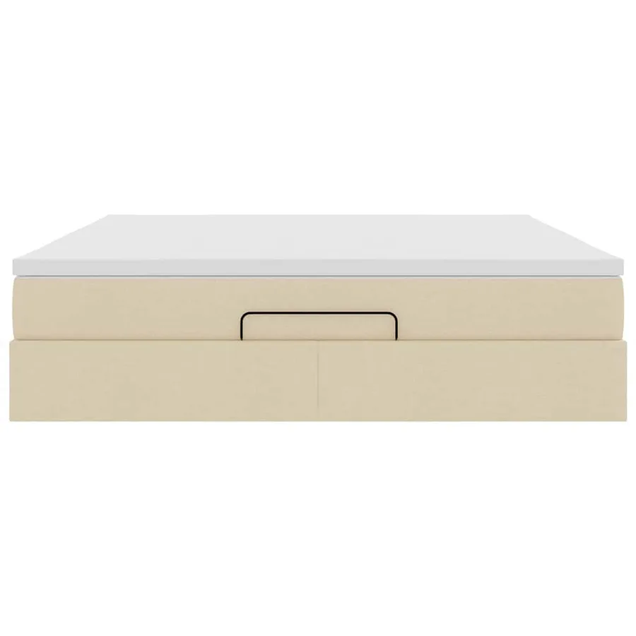 Cadre de lit ottoman avec matelas crème 160x200 cm tissu - 7
