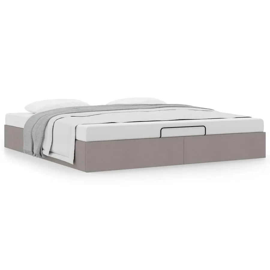 Cadre de lit ottoman sans matelas taupe 160x200 cm tissu - 4