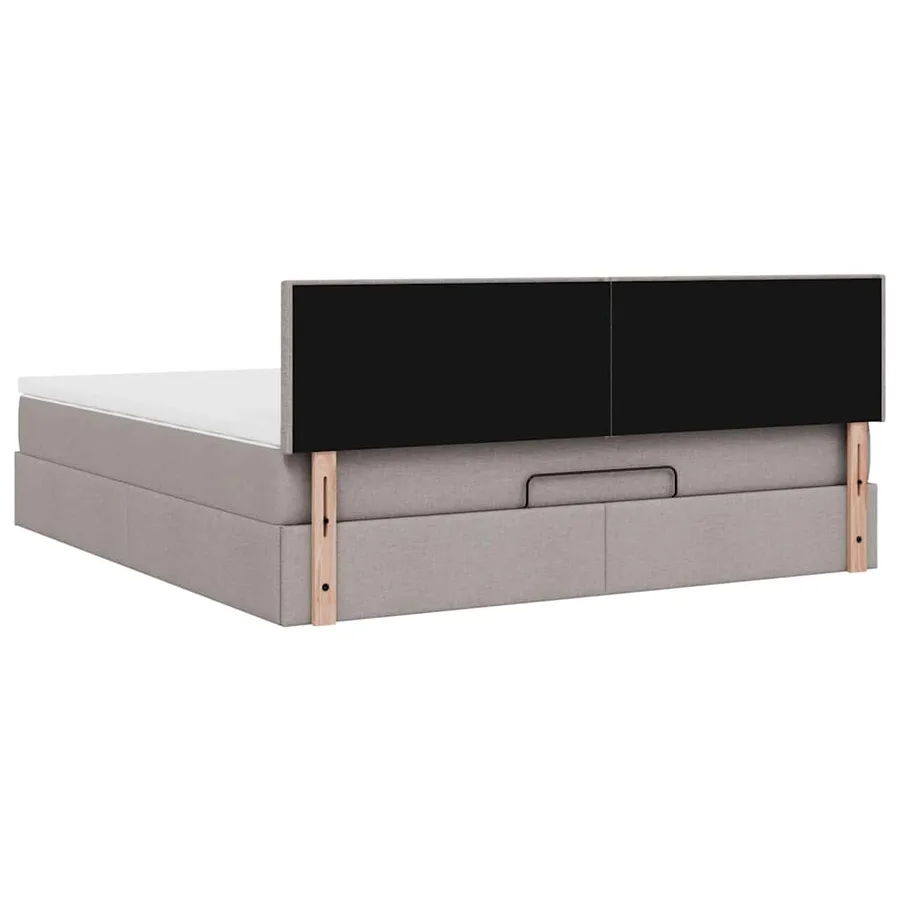 Cadre de lit ottoman avec matelas taupe 160x200 cm tissu - 11