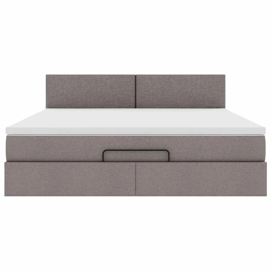 Cadre de lit ottoman avec matelas taupe 160x200 cm tissu - 7