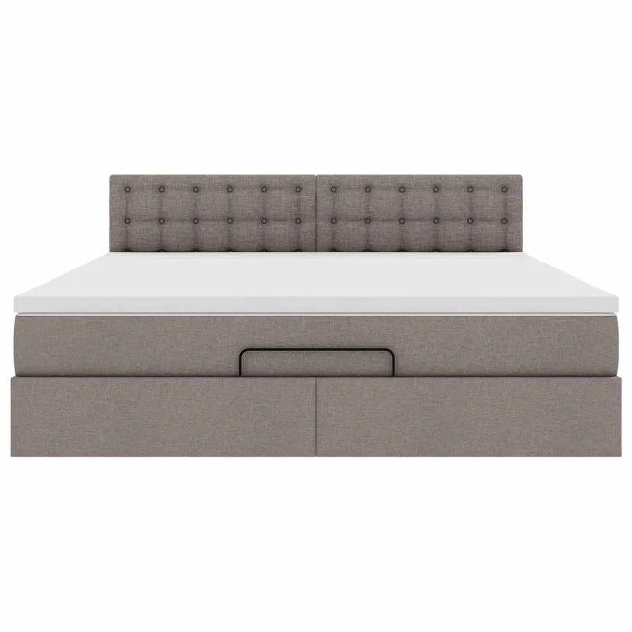 Cadre de lit ottoman avec matelas taupe 160x200 cm tissu - 8