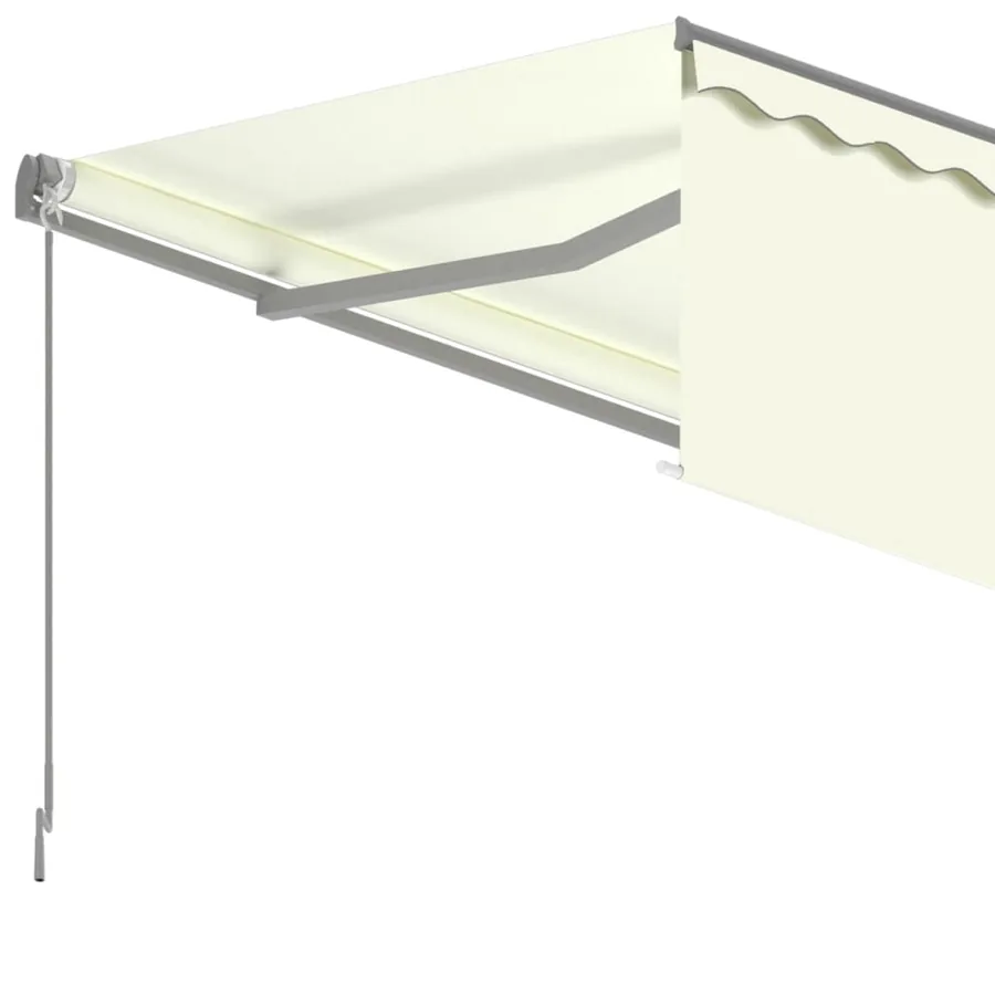 Auvent rétractable manuel avec store 5x3 m Crème - 5