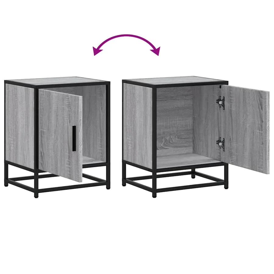 Tables de chevet 2 pcs sonoma gris bois d'ingénierie et métal - 10