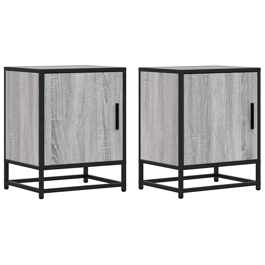 Tables de chevet 2 pcs sonoma gris bois d'ingénierie et métal - 2