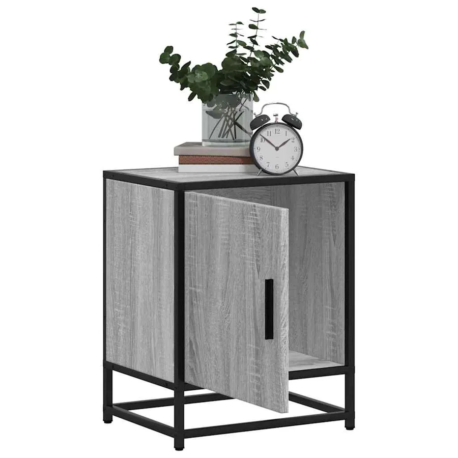 Tables de chevet 2 pcs sonoma gris bois d'ingénierie et métal - 4