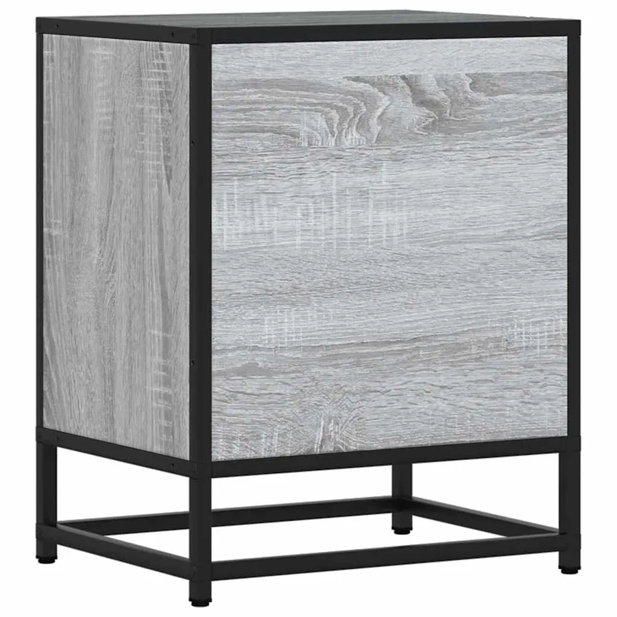 Tables de chevet 2 pcs sonoma gris bois d'ingénierie et métal - 8