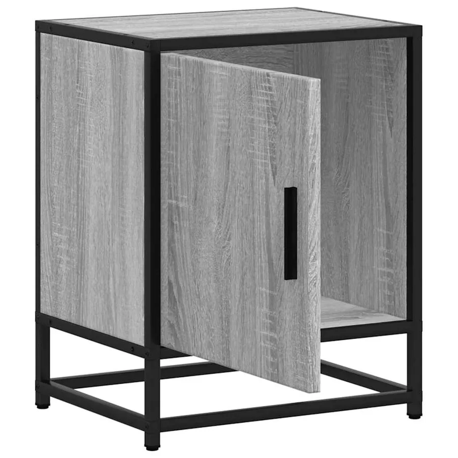 Tables de chevet 2 pcs sonoma gris bois d'ingénierie et métal - 9