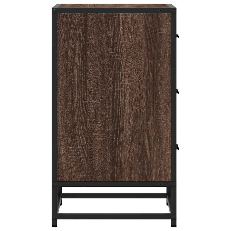 Table de chevet chêne marron 40x34,5x60cm bois ingénierie métal - 6