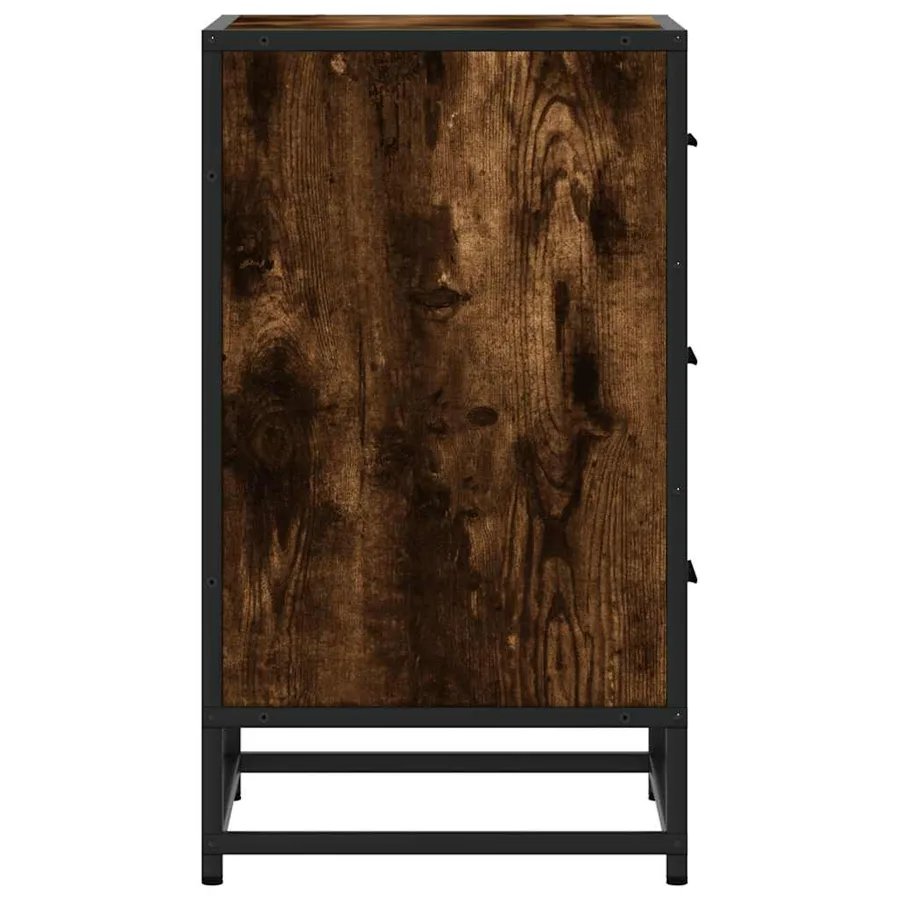 Table de chevet chêne fumé 40x34,5x60cm bois d'ingénierie métal - 6