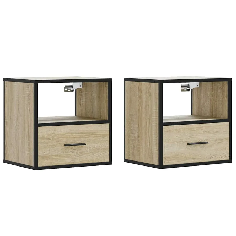 Tables de chevet murales 2 pcs chêne sonoma 40x31x39,5 cm - 2