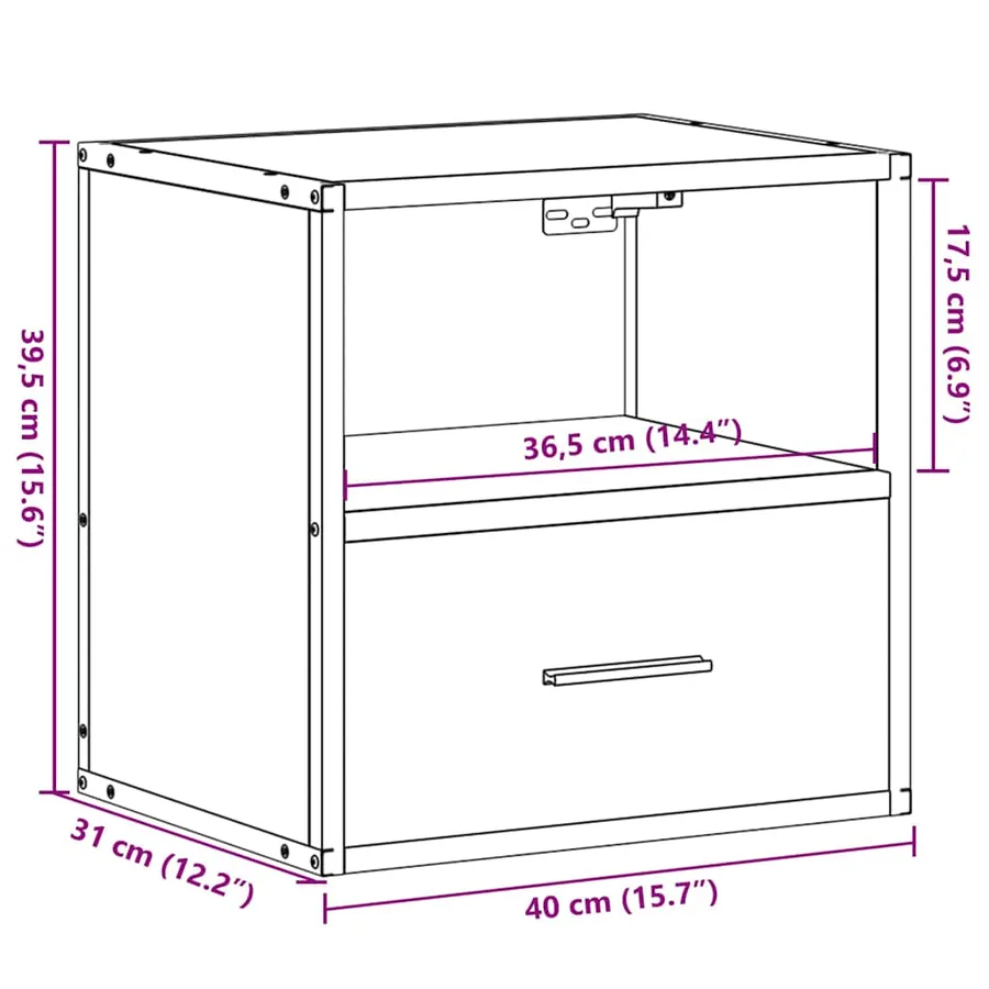 Table de chevet murale sonoma gris 40x31x39,5 cm - 12