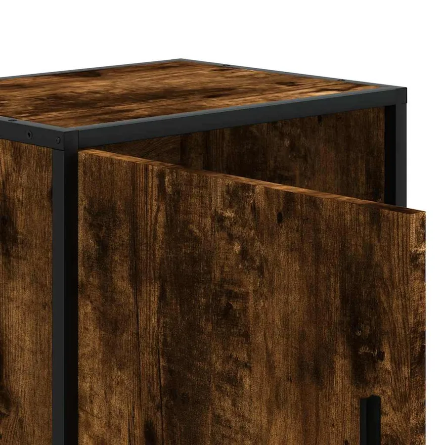 Tables de chevet 2 pcs chêne fumé bois d'ingénierie et métal - 11