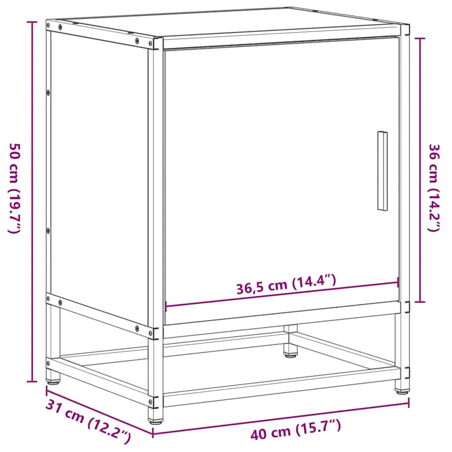 Tables de chevet 2 pcs chêne fumé bois d'ingénierie et métal - 13