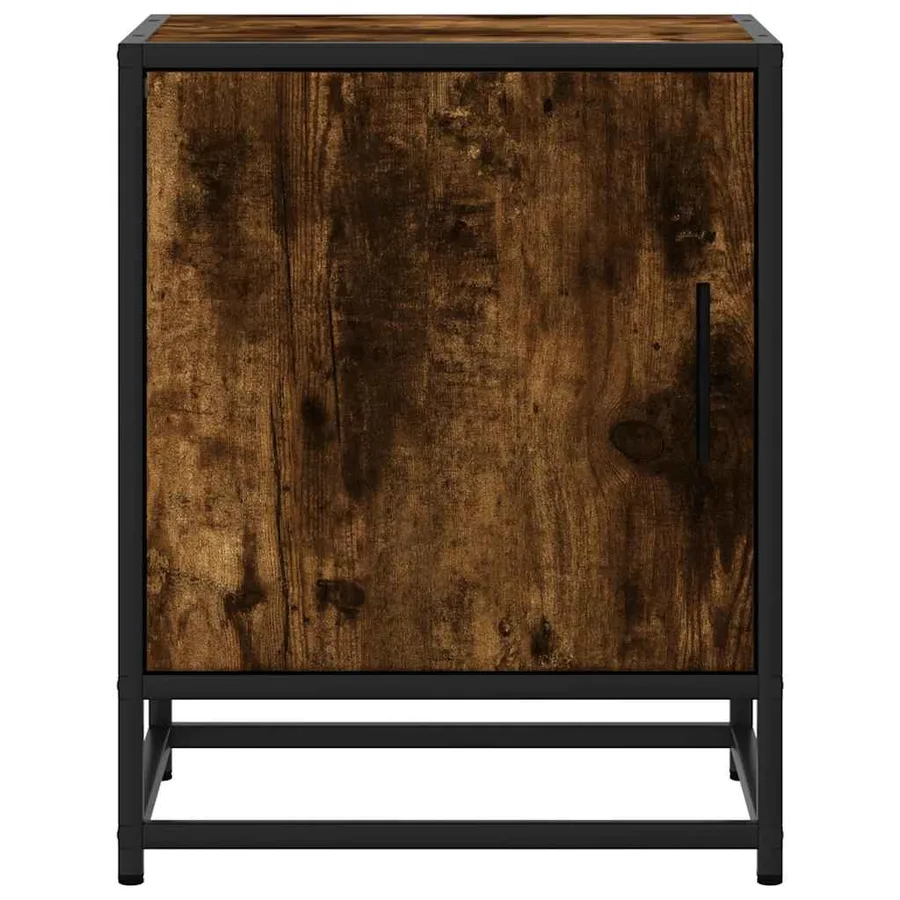 Tables de chevet 2 pcs chêne fumé bois d'ingénierie et métal - 5