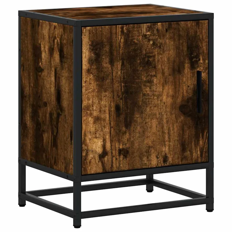 Tables de chevet 2 pcs chêne fumé bois d'ingénierie et métal - 6