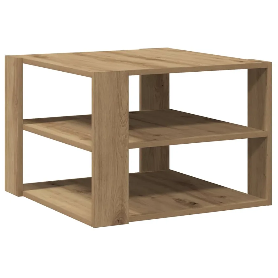 Table basse chêne artisanal 58x58x40 cm bois d'ingénierie - 2