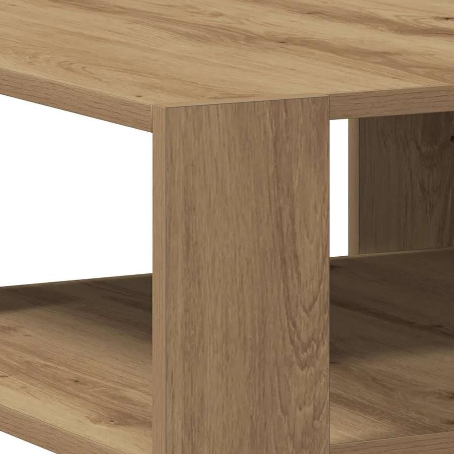 Table basse chêne artisanal 58x58x40 cm bois d'ingénierie - 6