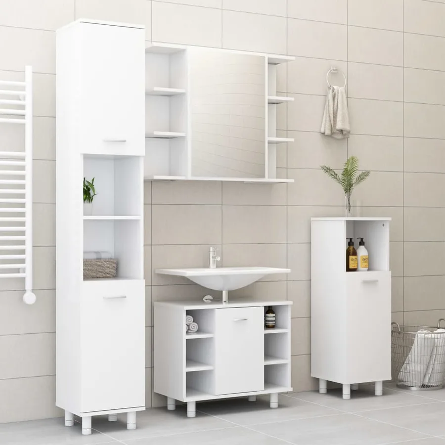 Armoire de salle de bain Blanc 30x30x95 cm Bois d'ingénierie - 8