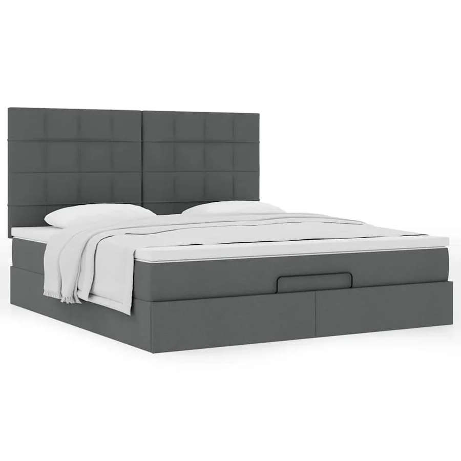 Cadre de lit ottoman avec matelas gris foncé 180x200 cm tissu - 4