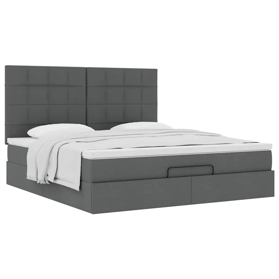 Cadre de lit ottoman avec matelas gris foncé 180x200 cm tissu - 5