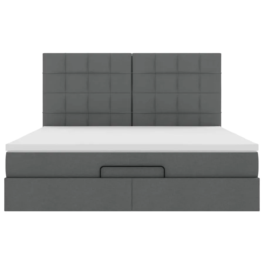 Cadre de lit ottoman avec matelas gris foncé 180x200 cm tissu - 7