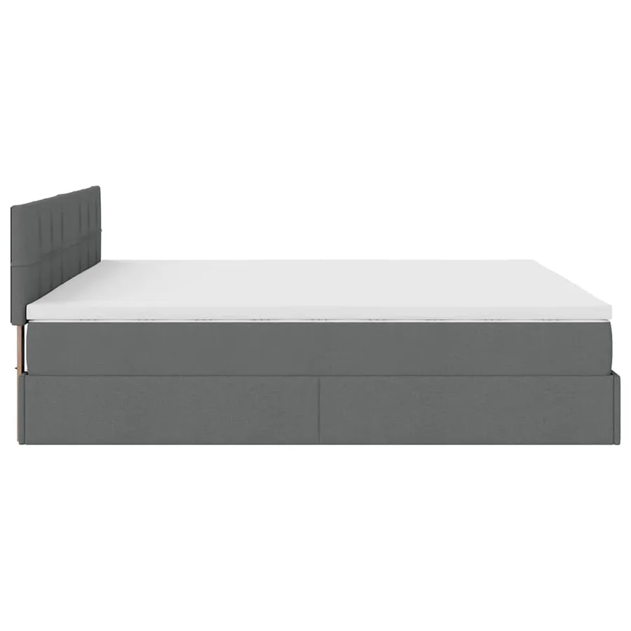 Lit ottoman avec matelas et LED Gris foncé 180x200 cm tissu - 11
