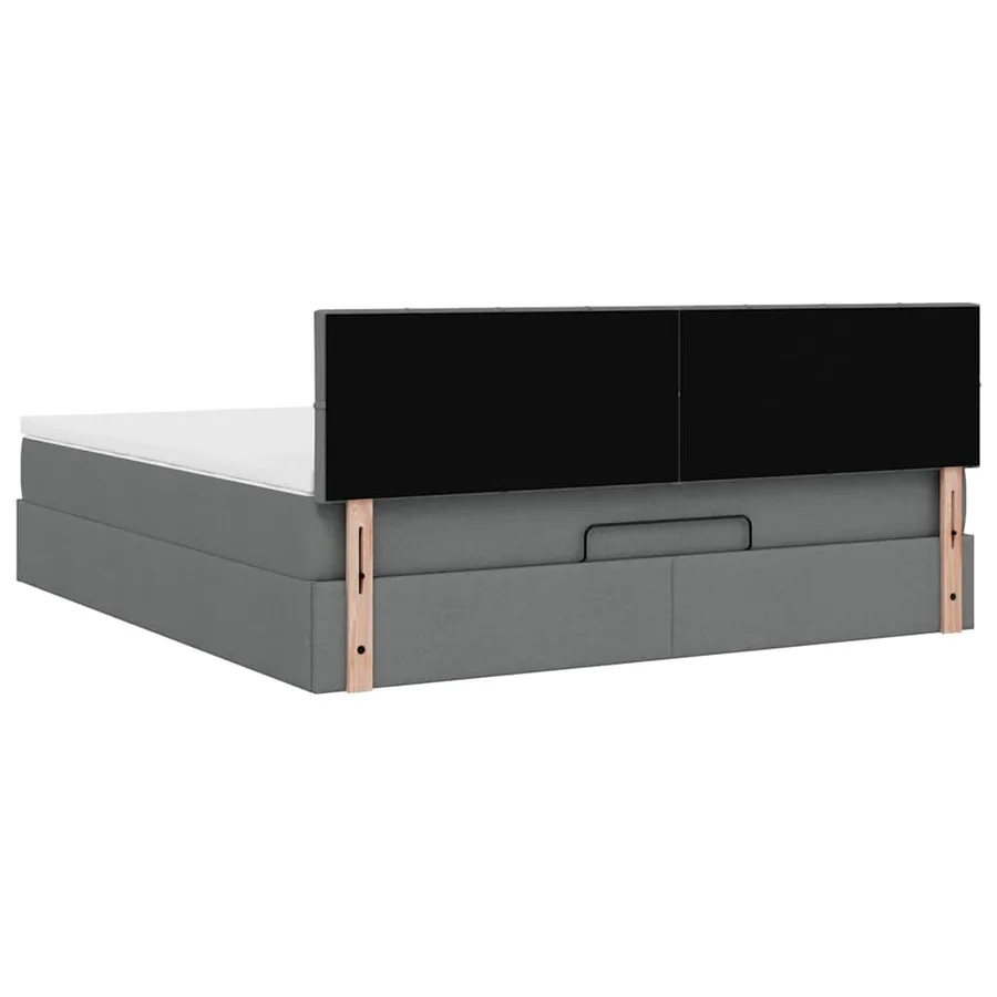 Lit ottoman avec matelas et LED Gris foncé 180x200 cm tissu - 12