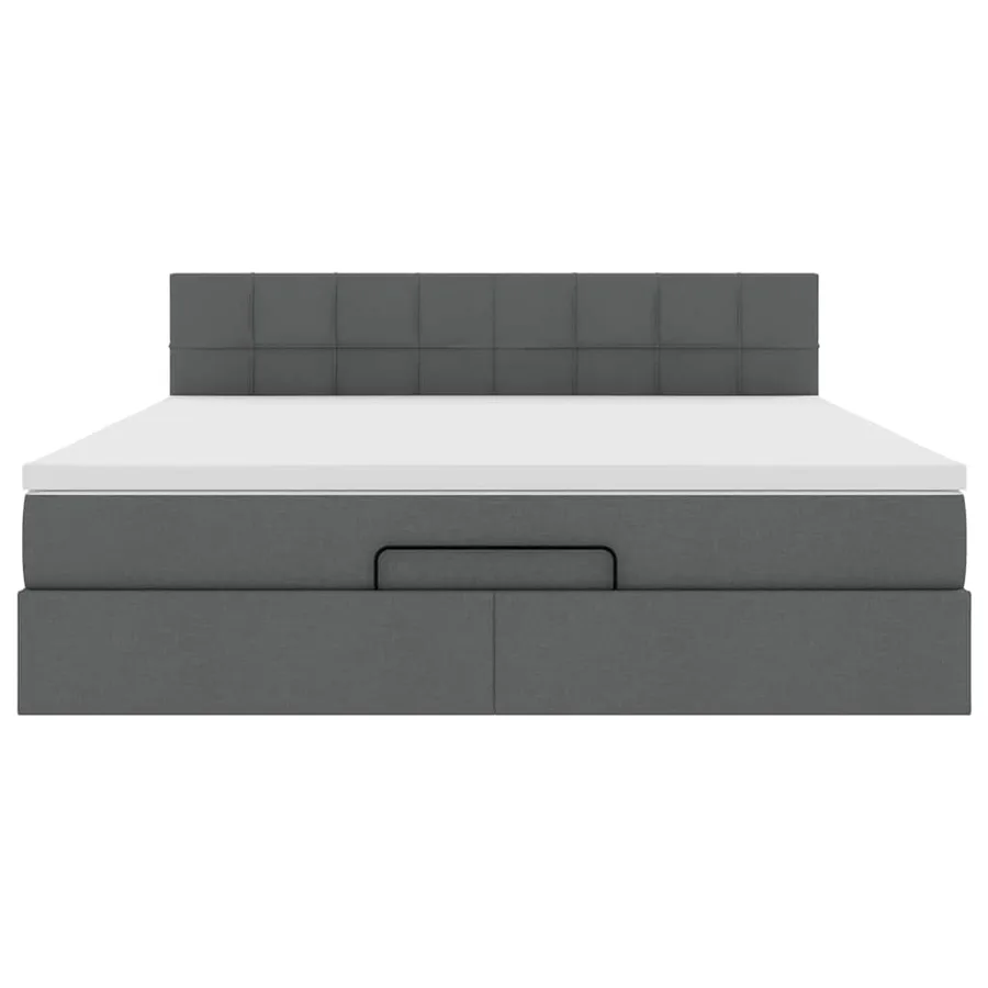 Lit ottoman avec matelas et LED Gris foncé 180x200 cm tissu - 8