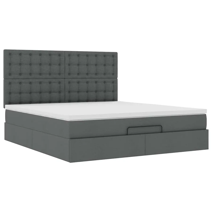 Cadre de lit ottoman avec matelas gris foncé 180x200 cm tissu - 6