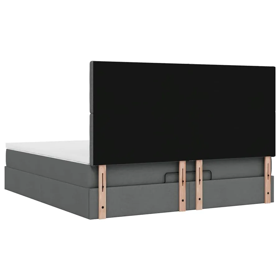 Cadre de lit ottoman avec matelas gris foncé 180x200 cm tissu - 12