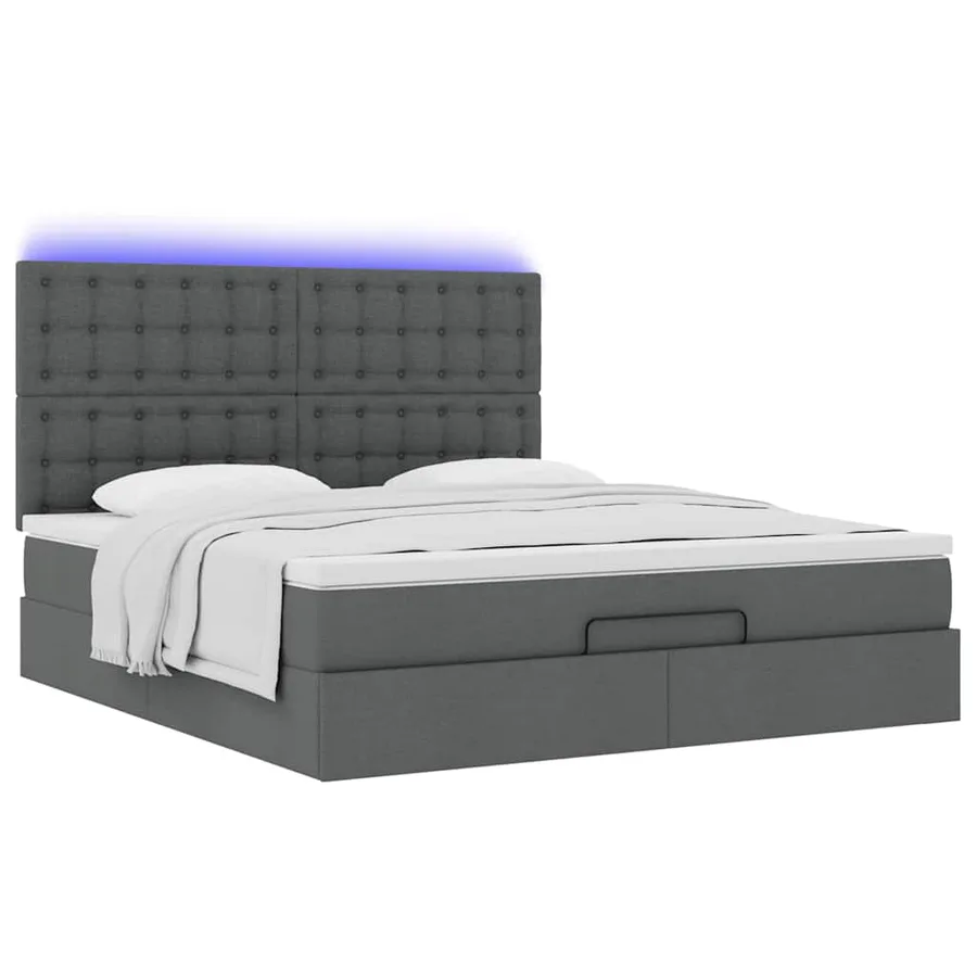 Cadre de lit ottoman avec matelas gris foncé 180x200 cm tissu - 6
