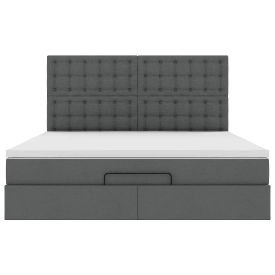 Cadre de lit ottoman avec matelas gris foncé 180x200 cm tissu - 8