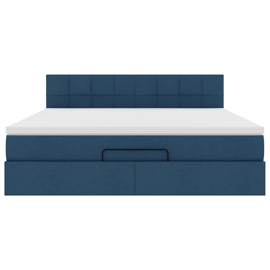 Cadre de lit ottoman avec matelas bleu 180x200 cm tissu - 7