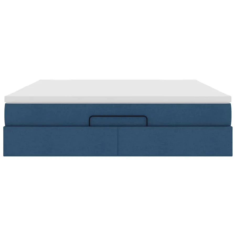 Cadre de lit ottoman avec matelas bleu 180x200 cm tissu - 7