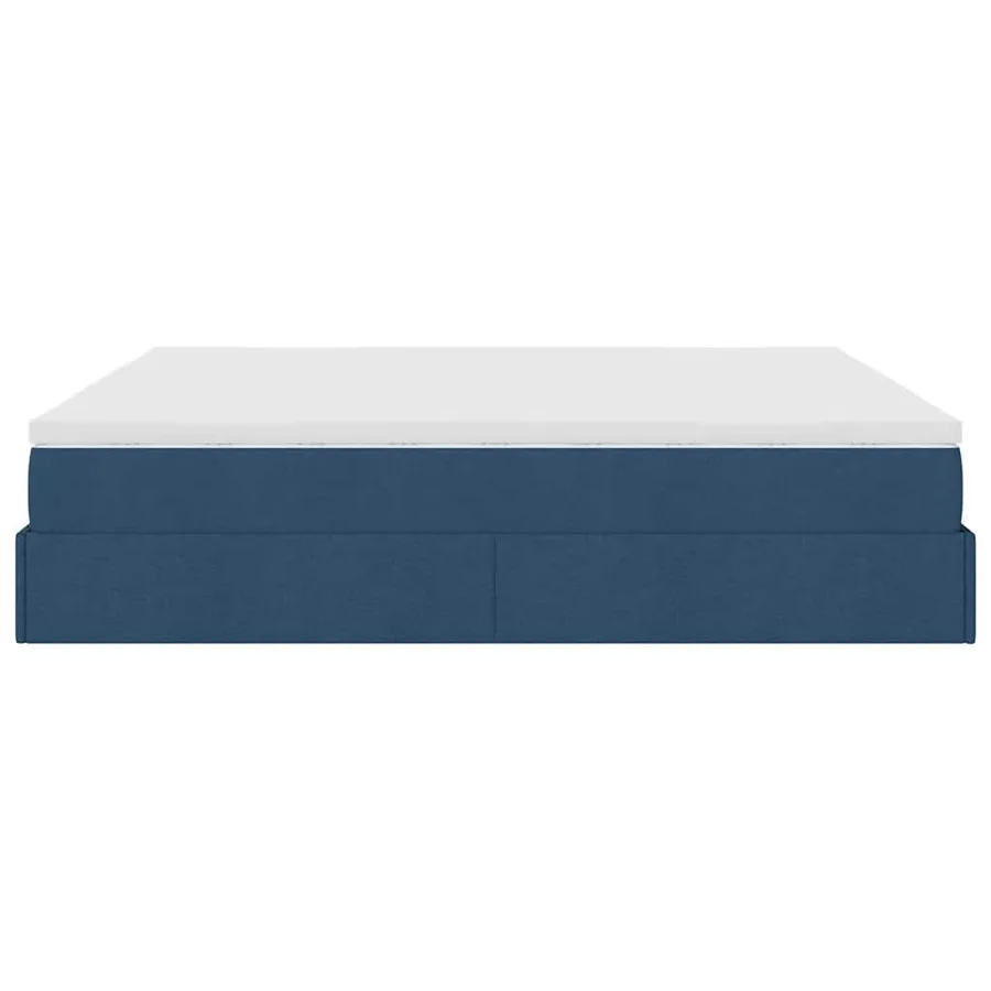 Cadre de lit ottoman avec matelas bleu 180x200 cm tissu - 9