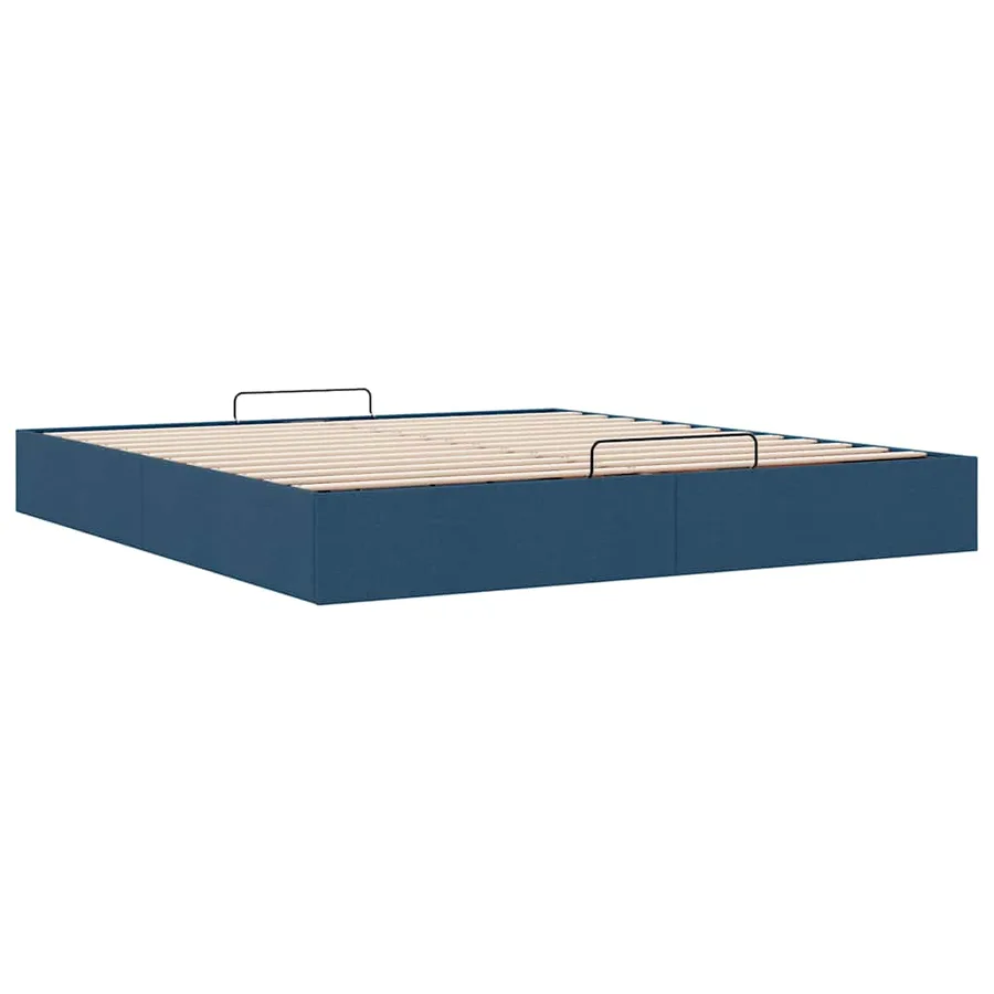 Cadre de lit ottoman sans matelas bleu 180x200 cm tissu - 6