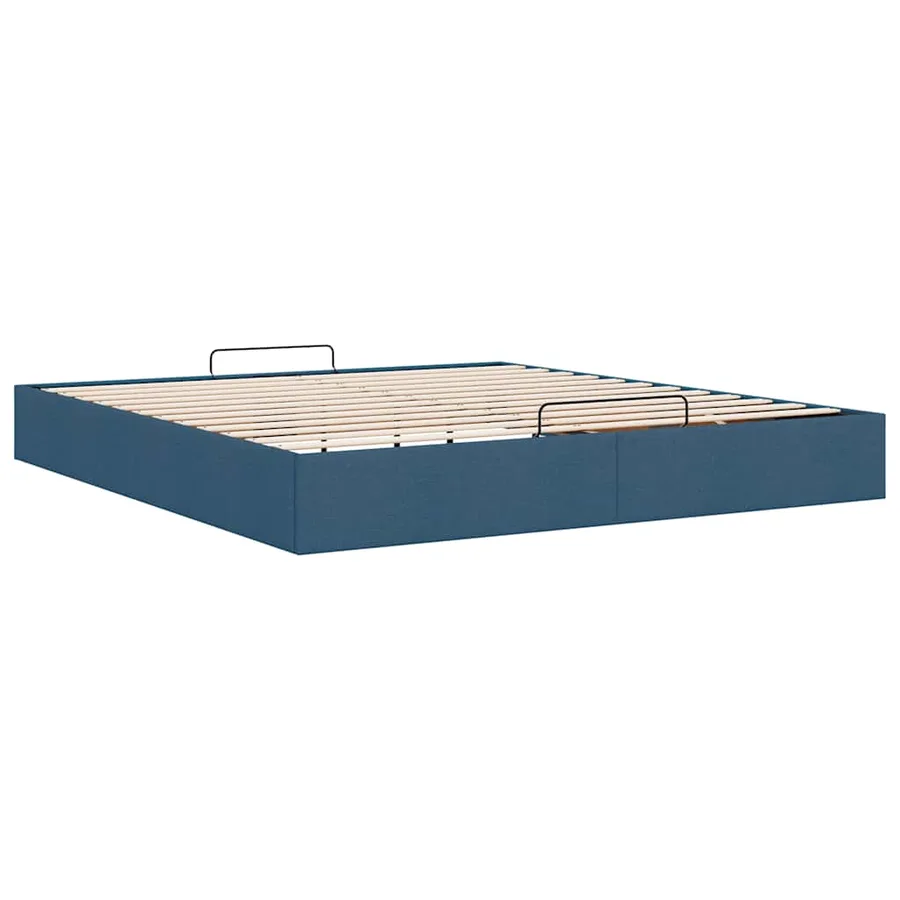 Cadre de lit ottoman sans matelas bleu 180x200 cm tissu - 9
