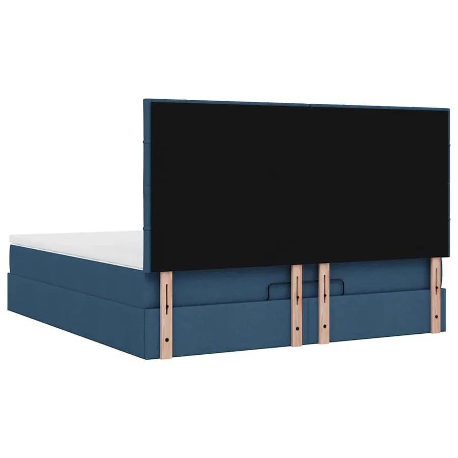 Cadre de lit ottoman avec matelas bleu 180x200 cm tissu - 11