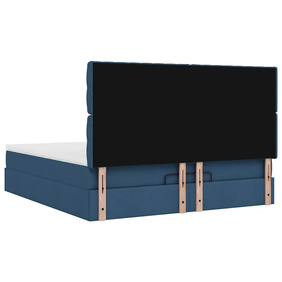 Cadre de lit ottoman avec matelas bleu 180x200 cm tissu - 11