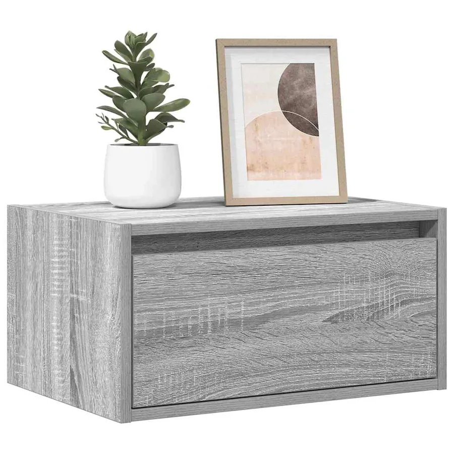 Table de chevet murale avec lumières LED sonoma gris