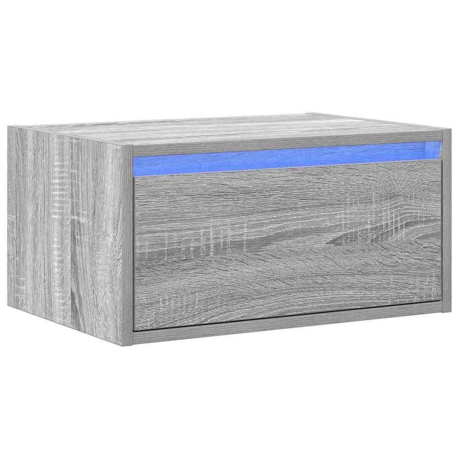 Table de chevet murale avec lumières LED sonoma gris - 3