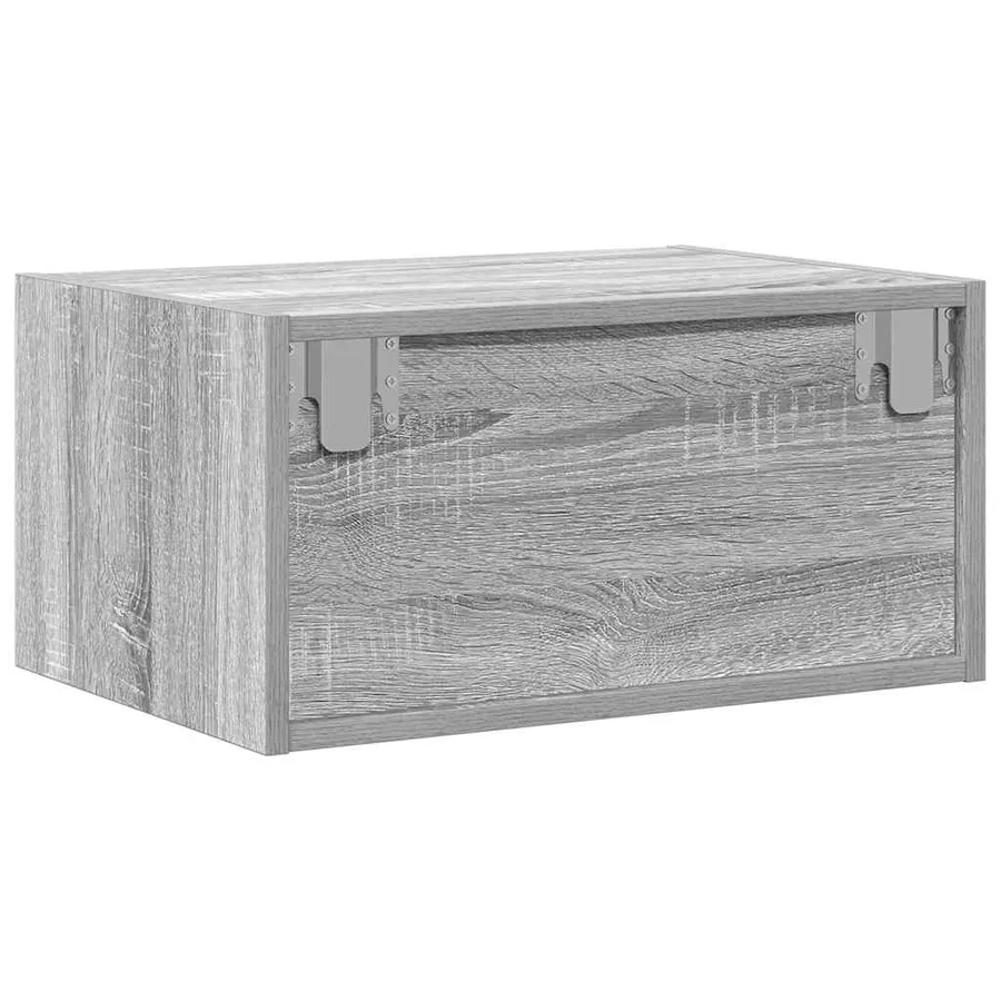 Table de chevet murale avec lumières LED sonoma gris - 9