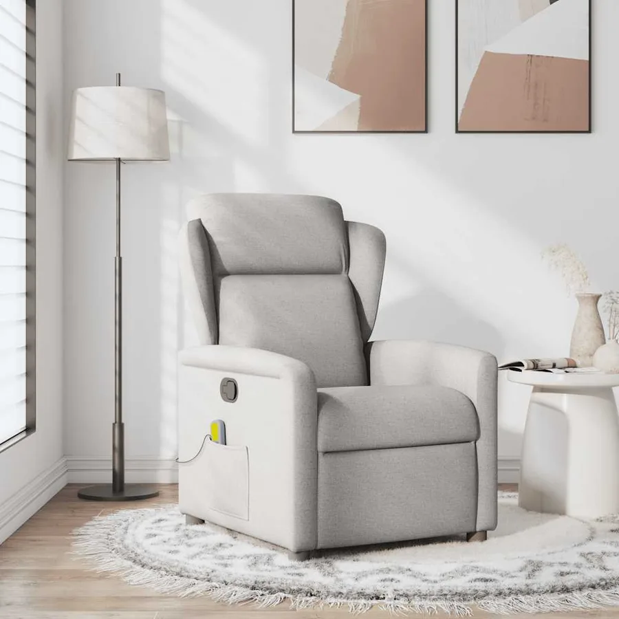 Fauteuil de massage inclinable gris nuage tissu - 2